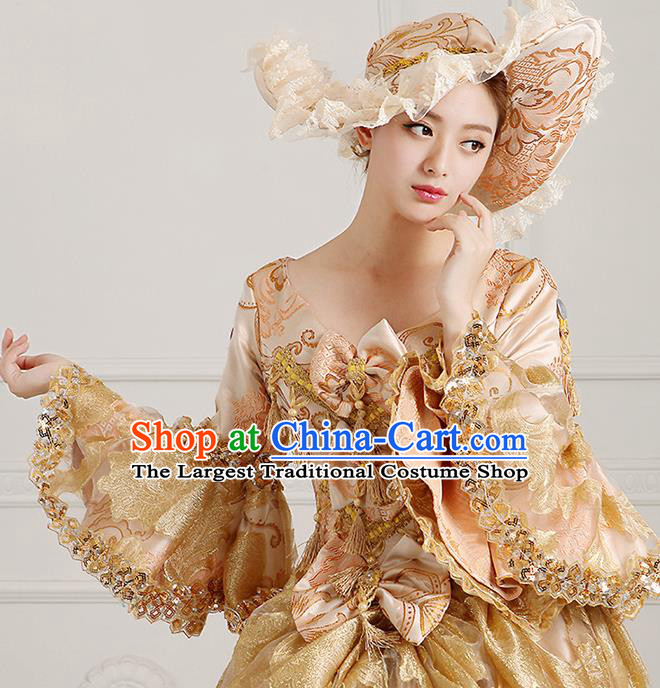 Custom European Court Woman Fashion Drama Trailing Dress Europe Princess Clothing Western Vintage Full Dress