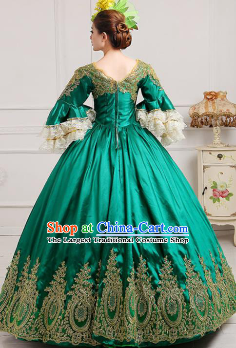 Custom European Vintage Full Dress Western Court Woman Fashion Drama Countess Green Dress Europe Female Clothing