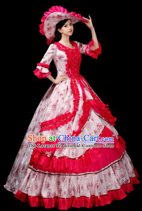 Custom European Vintage Full Dress Opera Performance Fashion Western Court Woman Dress Europe Catwalks Clothing