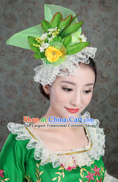 Custom European Medieval Vintage Dress Western Stage Opera Fashion Europe Noble Lady Clothing Catwalks Green Satin Full Dress