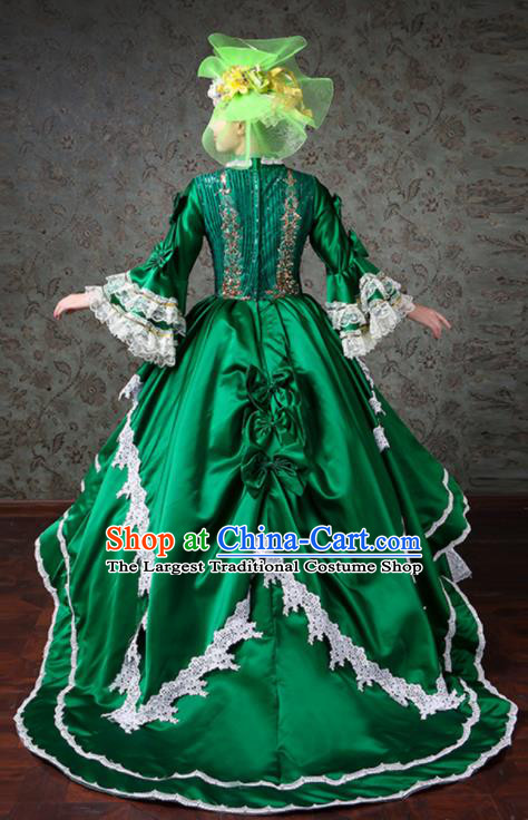 Custom Europe Noble Miss Clothing Catwalks Green Trailing Full Dress European Performance Dress Western Vintage Fashion