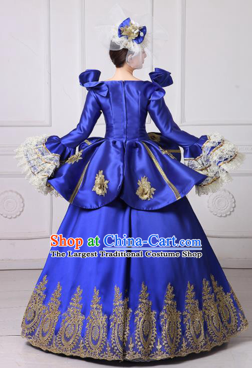 Custom Europe Royal Princess Clothing Catwalks Royalblue Full Dress European Queen Dress Western Vintage Fashion