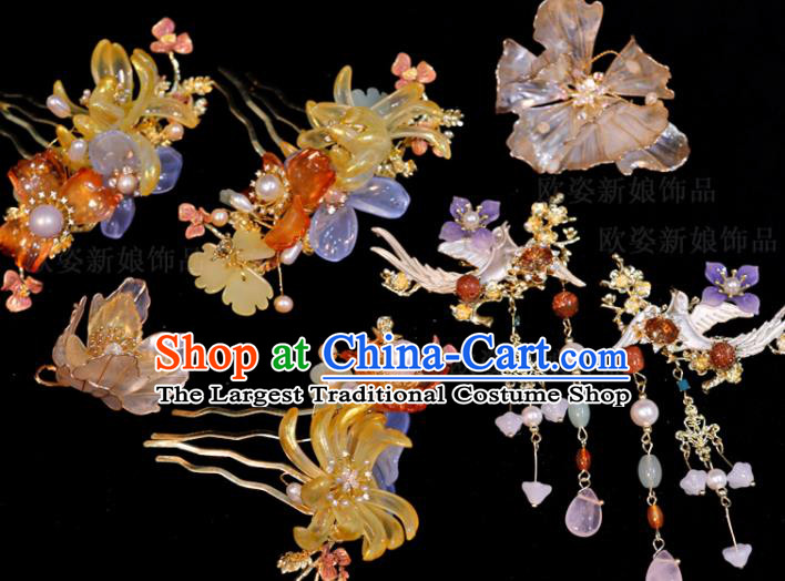 Chinese Handmade Hairpins Classical Wedding Hair Accessories Ancient Bride Hair Sticks Xiuhe Suits Headpieces