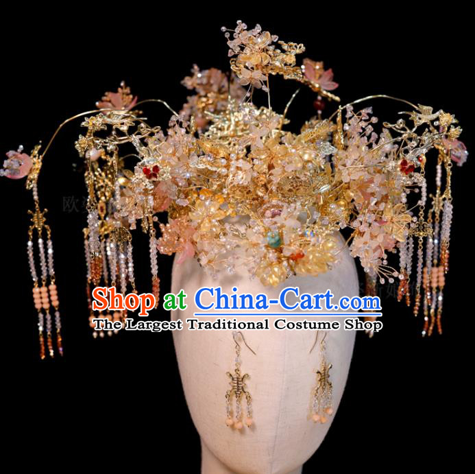 Chinese Xiuhe Suits Headpieces Handmade Hairpins Classical Wedding Hair Accessories Ancient Bride Phoenix Coronet