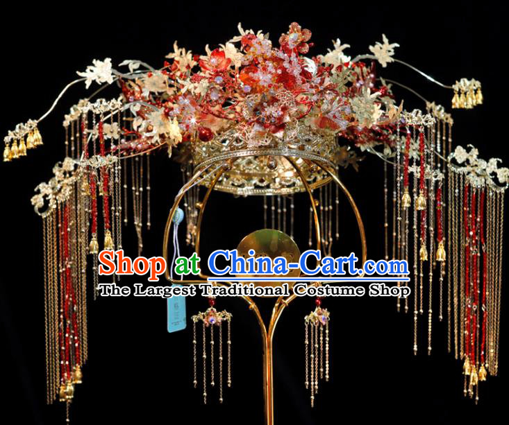 Chinese Xiuhe Suits Phoenix Coronet Handmade Wedding Headdress Ancient Bride Hair Crown Classical Hair Accessories