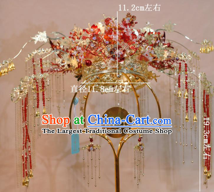Chinese Xiuhe Suits Phoenix Coronet Handmade Wedding Headdress Ancient Bride Hair Crown Classical Hair Accessories