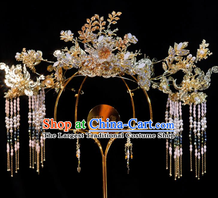 Chinese Classical Hair Accessories Handmade Tassel Phoenix Coronet Ancient Bride Tassel Hair Crown Wedding Headpieces
