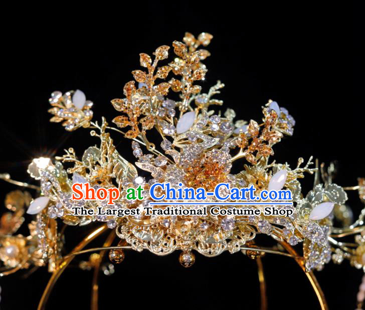 Chinese Classical Hair Accessories Handmade Tassel Phoenix Coronet Ancient Bride Tassel Hair Crown Wedding Headpieces