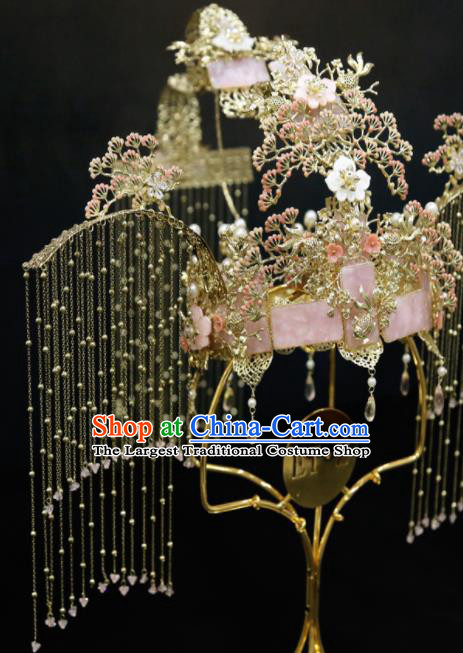 Chinese Wedding Phoenix Coronet Classical Headpieces Handmade Hair Accessories Ancient Bride Deluxe Tassel Hair Crown