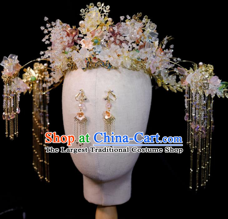 Chinese Classical Hair Crown Handmade Wedding Headpieces Xiuhe Suits Hair Accessories Ancient Bride Phoenix Coronet