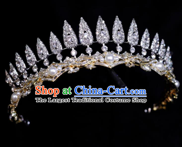 Top Grade Baroque Princess Hair Accessories Wedding Tiara Bride Zircon Headpiece Handmade Crystal Royal Crown