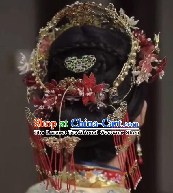 Chinese Ancient Bride Phoenix Coronet Classical Hair Crown Handmade Wedding Headdress Qing Dynasty Empress Hair Accessories