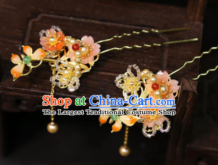 Chinese Traditional XiuHe Hair Accessories Ancient Bride Enamel Hair Combs Classical Tassel Hairpins Handmade Wedding Headdress