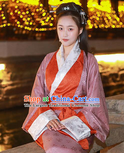 China Han Dynasty Palace Lady Red Dresses Traditional Historical Clothing Ancient Court Beauty Garment Costumes