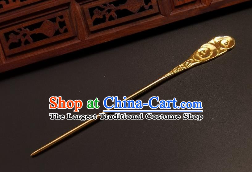 Chinese Classical Golden Hair Stick Handmade Cheongsam Headpiece Traditional Hanfu Hair Accessories Carving Cloud Hairpin