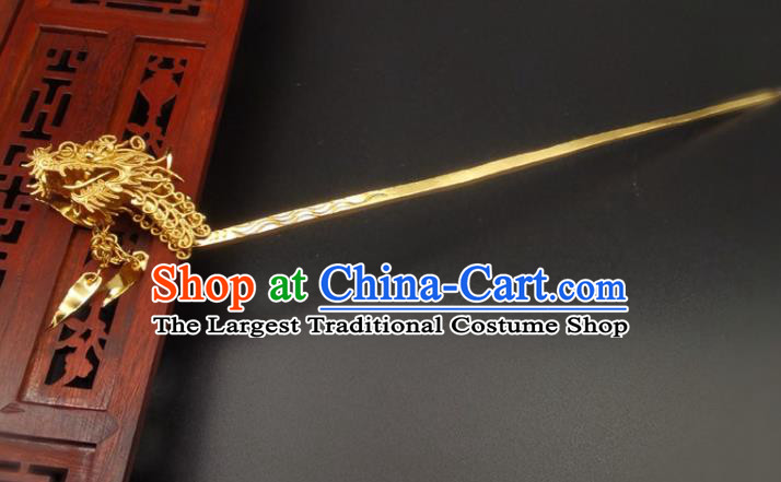 Chinese Ancient Empress Lantern Tassel Hairpin Classical Gilding Dragon Large Hair Stick Handmade Ming Dynasty Headpiece Traditional Wedding Hair Accessories