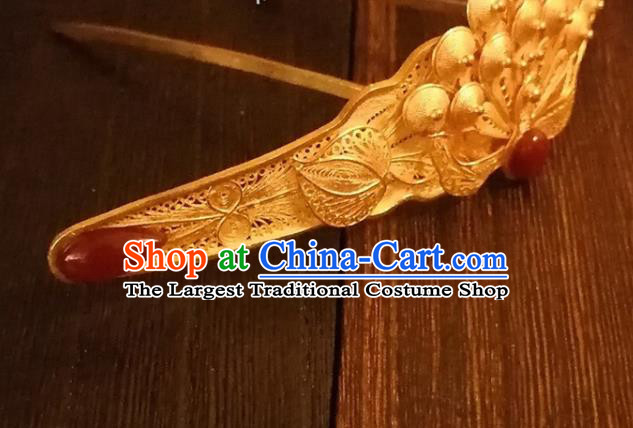 Chinese Ancient Empress Peacock Hairpin Classical Gilding Hair Crown Handmade Ming Dynasty Headpiece Traditional Wedding Hair Accessories