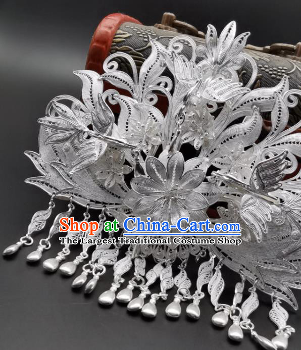 Chinese Traditional Wedding Hair Accessories Ancient Princess Gilding Hairpin Classical Tassel Hair Crown Handmade Tang Dynasty Headpiece