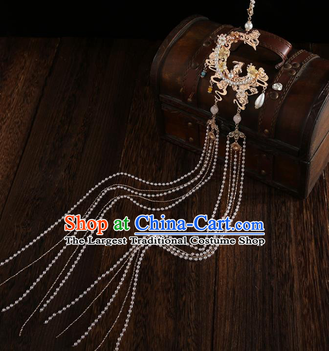 Chinese Classical Waist Accessories Ming Dynasty Princess Jewelry Handmade Wedding Golden Dragon Belt Pendant