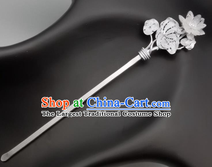Chinese Classical Pearls Hair Stick Handmade Ming Dynasty Headpiece Traditional Wedding Hair Accessories Ancient Princess Gilding Lotus Hairpin