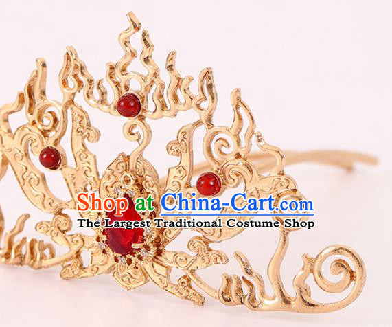 Chinese Handmade Ming Dynasty Headdress Traditional Hanfu Hair Accessories Ancient Empress Headpieces Classical Wedding Hair Crown and Hairpins