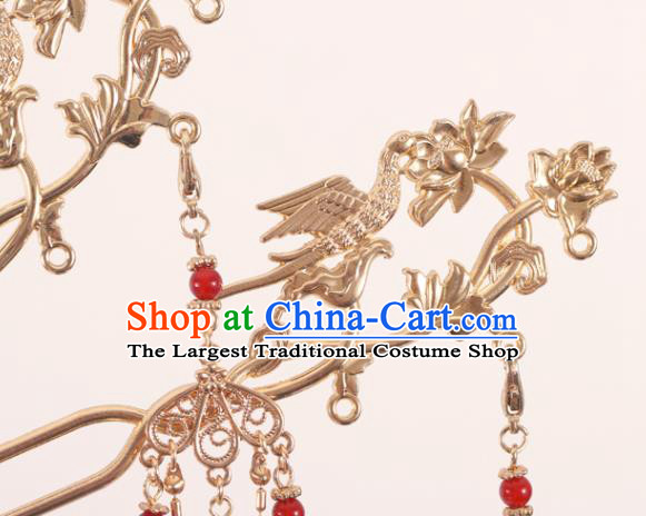 Chinese Handmade Ming Dynasty Headdress Traditional Hanfu Hair Accessories Ancient Empress Headpieces Classical Wedding Hair Crown and Hairpins