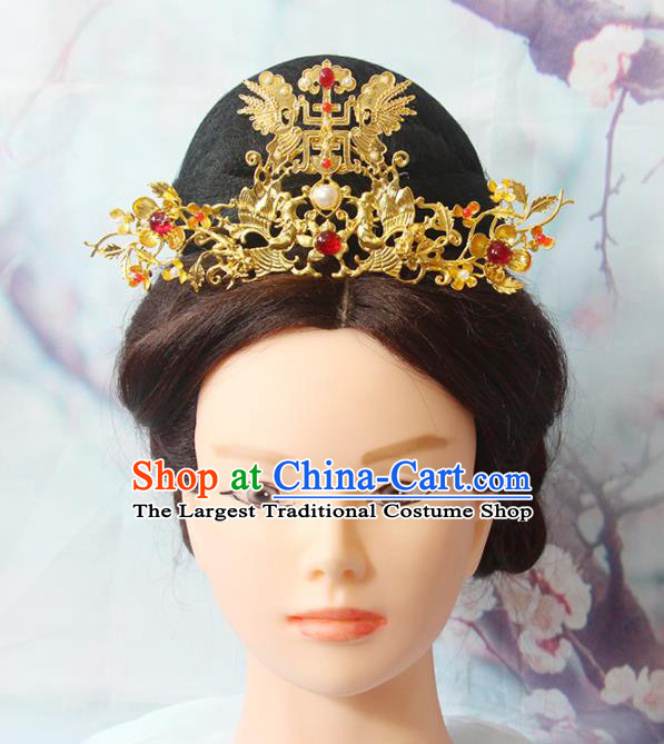 Chinese Traditional Hanfu Hair Accessories Ancient Empress Hair Crown Classical Wedding Tassel Hairpins Handmade Ming Dynasty Headpieces