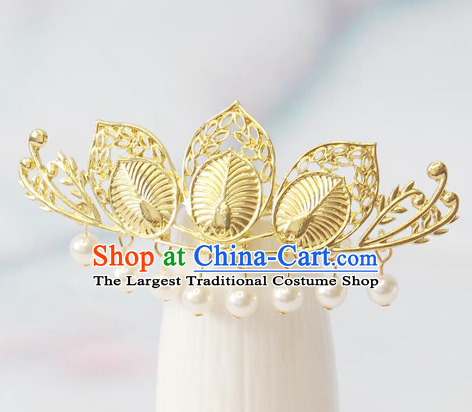 Chinese Traditional Hanfu Hair Accessories Ancient Empress Hairpins Classical Wedding Golden Hair Crown Handmade Song Dynasty Headpieces