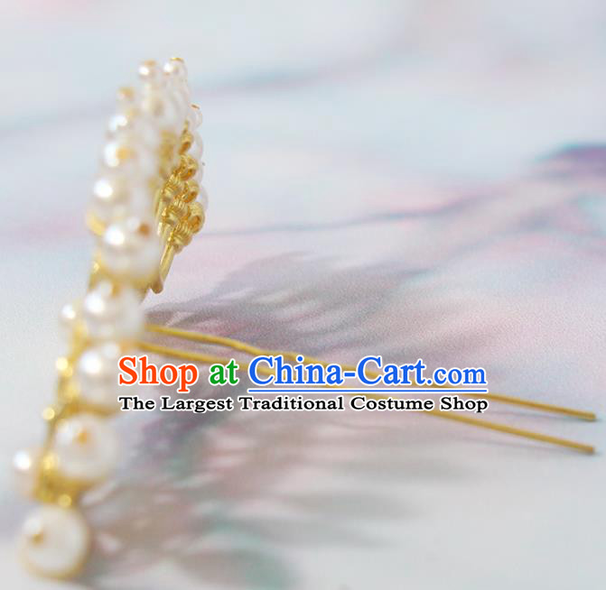 Chinese Classical Wedding Golden Orchids Hair Crown Handmade Ming Dynasty Headpiece Traditional Hanfu Hair Accessories Ancient Princess Hairpin