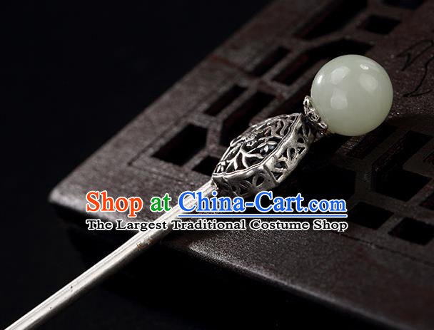 Chinese Cheongsam Accessories Headpiece Handmade Carving Hairpin Traditional Hair Jewelry Classical Silver Hair Stick