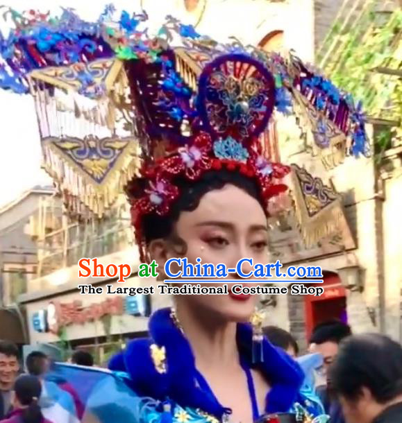 Custom China Catwalks Headdress Court Hair Accessories Stage Show Hair Crown Deluxe Cloisonne Phoenix Coronet