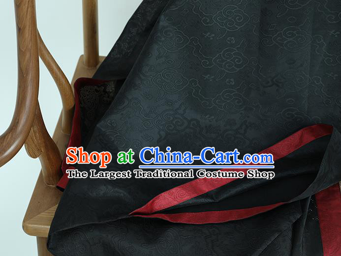 China Ancient Ming Dynasty Royal Countess Garment Costume Traditional Hanfu Black Silk Long Gown Noble Woman Historical Clothing