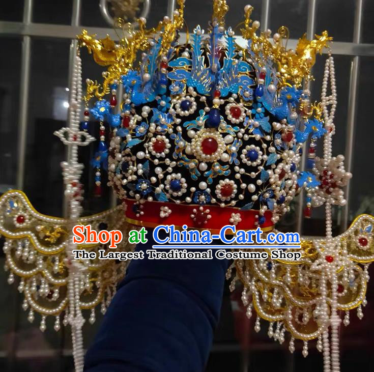 Top China Stage Show Deluxe Gems Hair Crown Ancient Ming Dynasty Empress Phoenix Coronet Catwalks Headdress Wedding Hair Accessories
