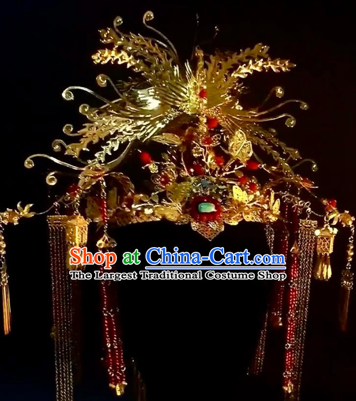 Top China Wedding Hair Accessories Stage Show Deluxe Hair Crown Ancient Imperial Concubine Phoenix Coronet Catwalks Headdress