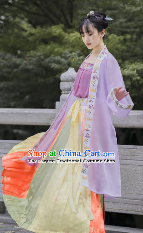China Ancient Young Beauty Hanfu Dress Song Dynasty Female Garment Costumes Traditional Historical Clothing for Civilian Lady