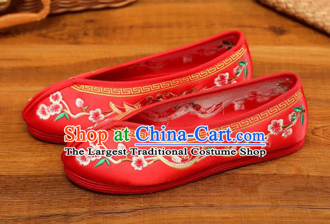 China Xiuhe Shoes Classical Wedding Shoes Handmade Bride Shoes Embroidered Shoes Red Cloth Shoes