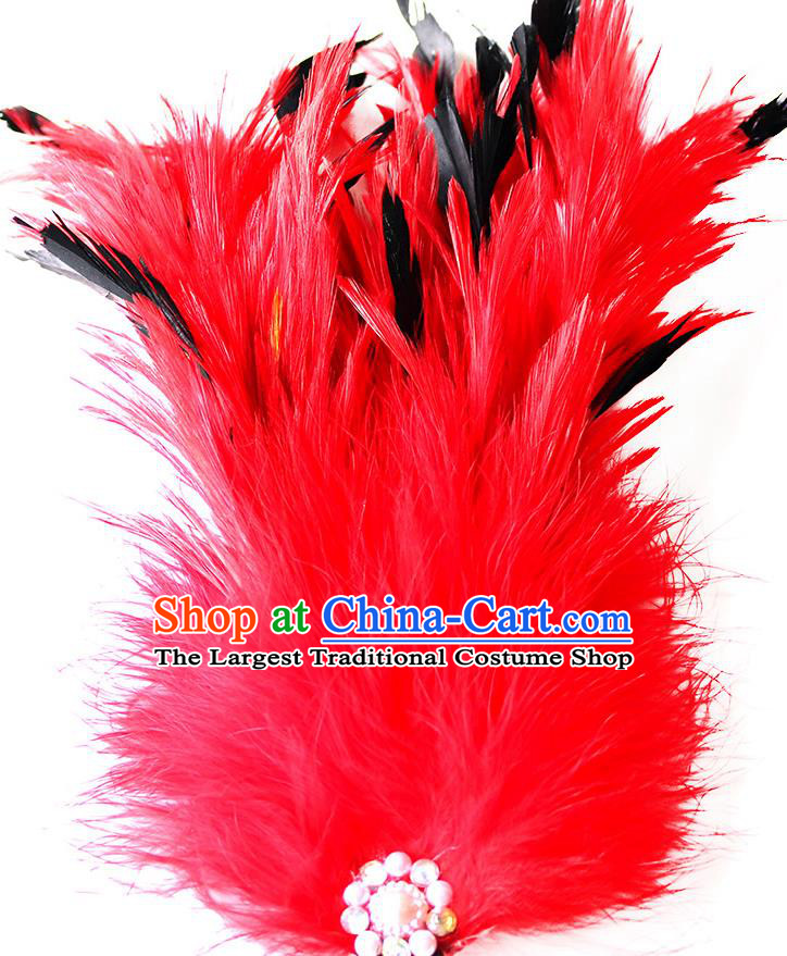 Top Stage Show Headpiece Dance Headdress Handmade Cosplay Fairy Hair Crown Red Feather Hair Accessories