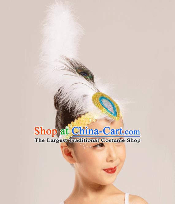 Professional China Girl Peacock Dance Hair Crown Dai Nationality Dance Hair Accessories Yunnan Ethnic Dance Feather Headdress