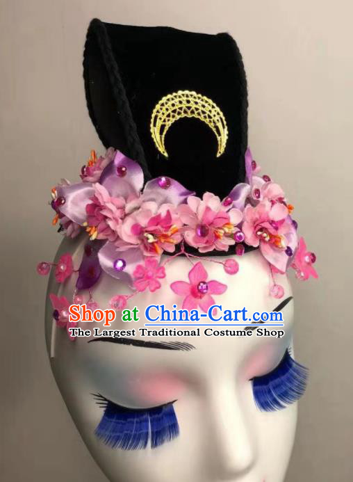 Handmade Chinese Classical Dance Wigs Chignon Female Peach Blossom Dance Hair Accessories Stage Performance Hairpieces