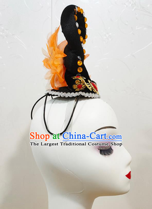 Chinese Goddess Dance Performance Hairpieces Classical Dance Wigs Chignon Woman Solo Dance Hair Accessories