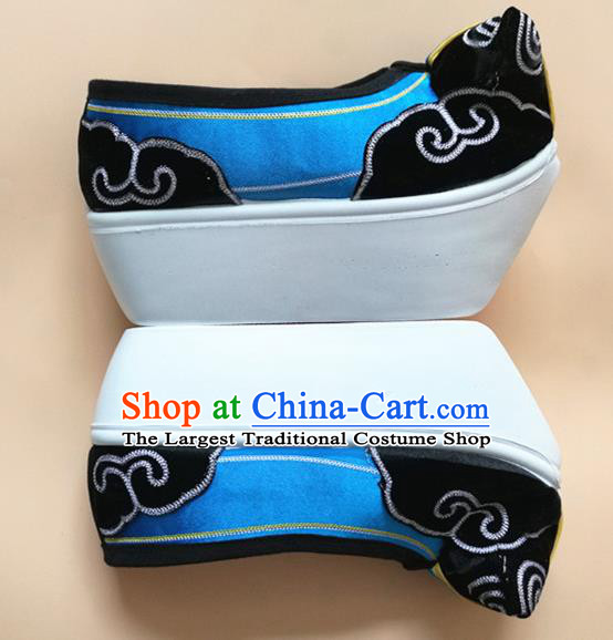 Chinese Peking Opera Shoes Male Shoes Beijing Opera Xiaosheng Shoes Handmade Scholar Blue Shoes