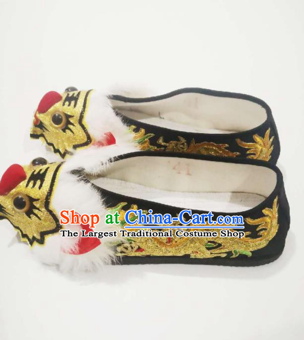 Chinese Beijing Opera Wusheng Shoes Handmade Embroidered Tiger Head Shoes Peking Opera Shoes Chuan Opera General Shoes