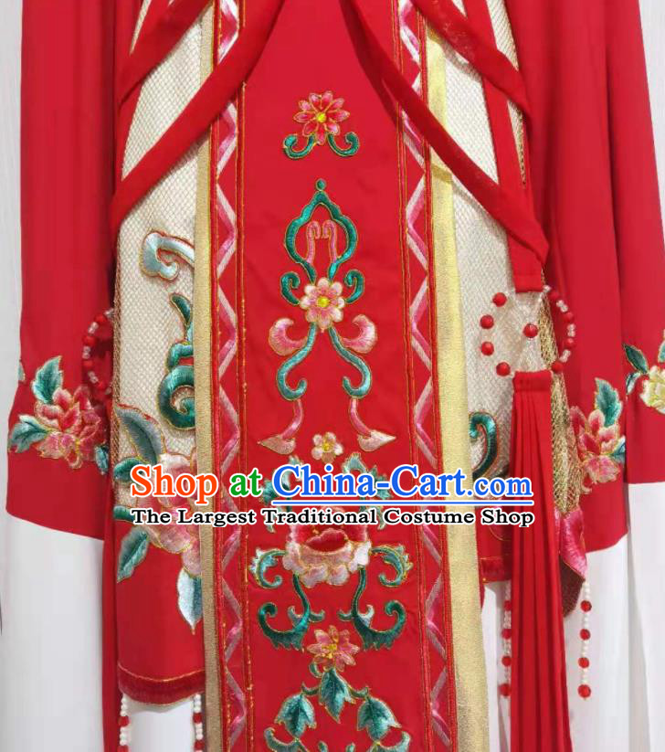 China Ancient Fairy Princess Clothing Peking Opera Diva Red Dress Uniforms Beijing Opera Hua Tan Garments