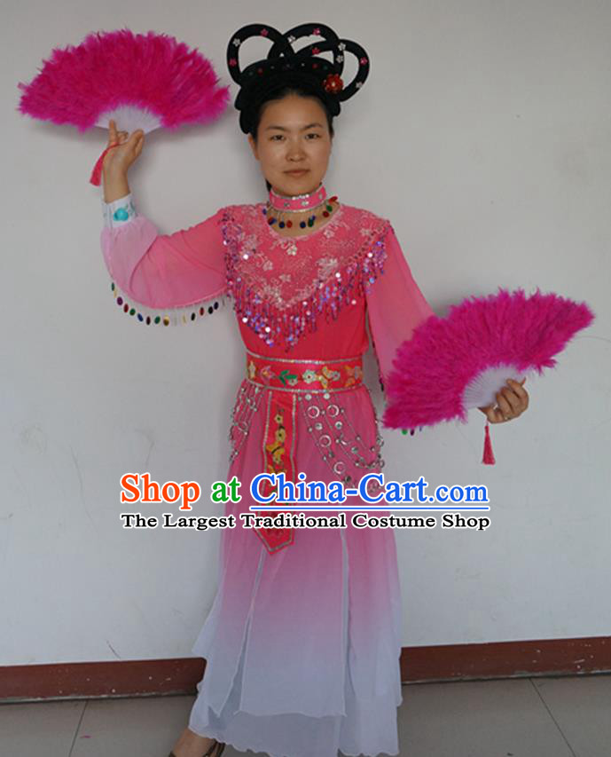 China Flower Drum Opera Garment Opera Liu Hai Cuts Firewood Hu Xiuying Clothing Peking Opera Actress Pink Dress