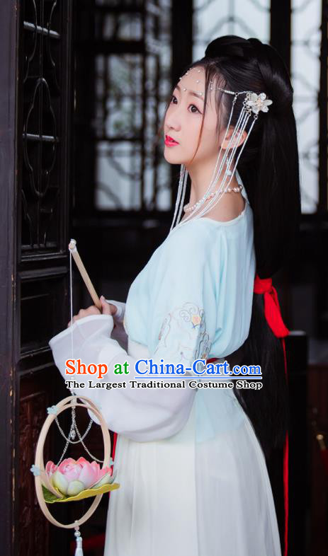 China Traditional Tang Dynasty Civilian Woman Clothing Ancient Young Lady Hanfu Dress Garments