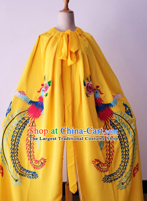 China Shaoxing Opera Empress Costume Ancient Princess Clothing Peking Opera Embroidered Phoenix Yellow Mantle Beijing Opera Diva Cape