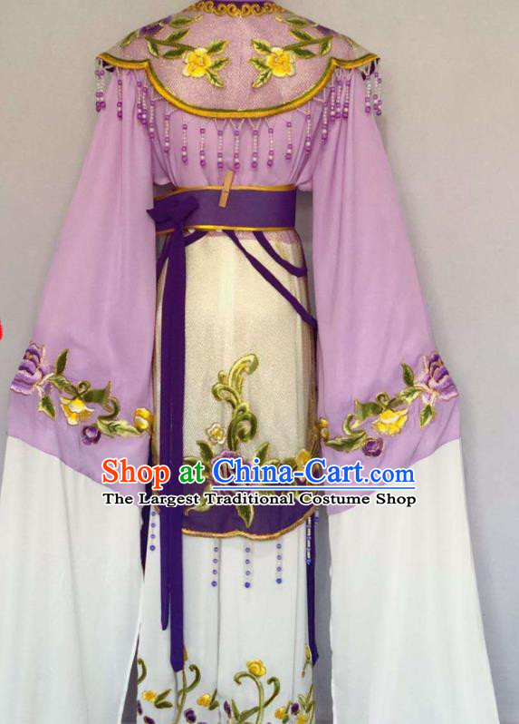 China Beijing Opera Hua Tan Costume Huangmei Opera Fairy Uniforms Ancient Noble Lady Clothing Peking Opera Diva Purple Dress