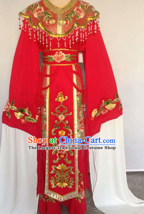 China Ancient Noble Lady Clothing Peking Opera Diva Red Dress Beijing Opera Hua Tan Costume Huangmei Opera Fairy Uniforms