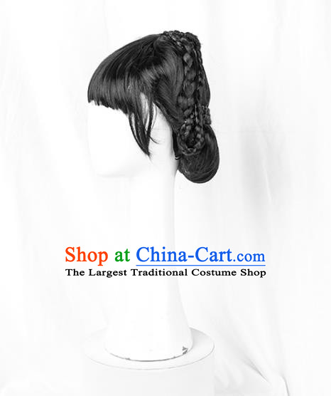 Chinese XiuHe Suit Wigs Ancient Bride Headdress Wedding Female Blunt Bangs Hairpieces