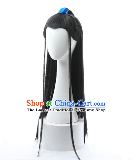 Chinese Ancient Young Male Hairpieces Ming Dynasty Swordsman Wigs Traditional Cosplay Childe Headdress